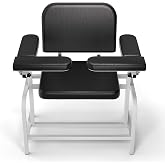 POCHAR Steel Extra Large Padded Phlebotomy Chair with Adjustable Armrest | PU Leather Blood Drawing Chair for Hospital, Lab, and Medical Facilities ,Nursing Chalr, Bariatric Chair 400lb Support,Black