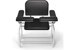 Levida Extra Large Padded Phlebotomy Chair with Adjustable Armrest and Steel Frame - Extra Large PU Leather Blood Drawing Chair for Hospital, Lab, and Medical Facilities (Black)