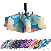 LANBRELLA Compact Reverse Folding Umbrella Auto Windproof Travel Umbrella