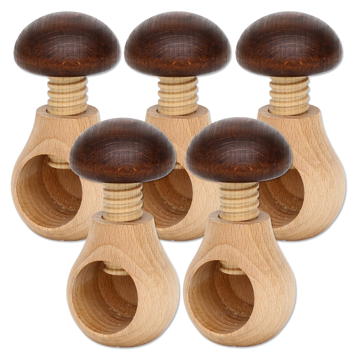 High-Quality Hand-Turned Wooden Nutcracker&nbsp;&ndash;&nbsp;Superb Craftsmanship, Pilz Braun, 5 items