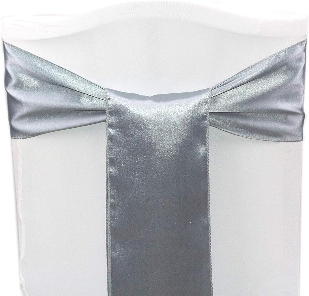 mds Pack of 50 Satin Chair Sashes Bow sash for Wedding and Events Supplies Party Decoration Chair Cover sash -Olive Green: Furniture & Decor