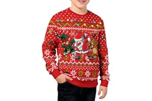 Tshyfiper Kids Ugly Christmas Sweatshirt Boy Xmas Sweater Santa Elf Printed Funny Pullover Top Clothes 5-12Y