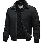 TACVASEN Men's Bomber Jacket Winter Fleece Jacket Water Repellent Windproof Thick Warm Jacket with Fur Collar