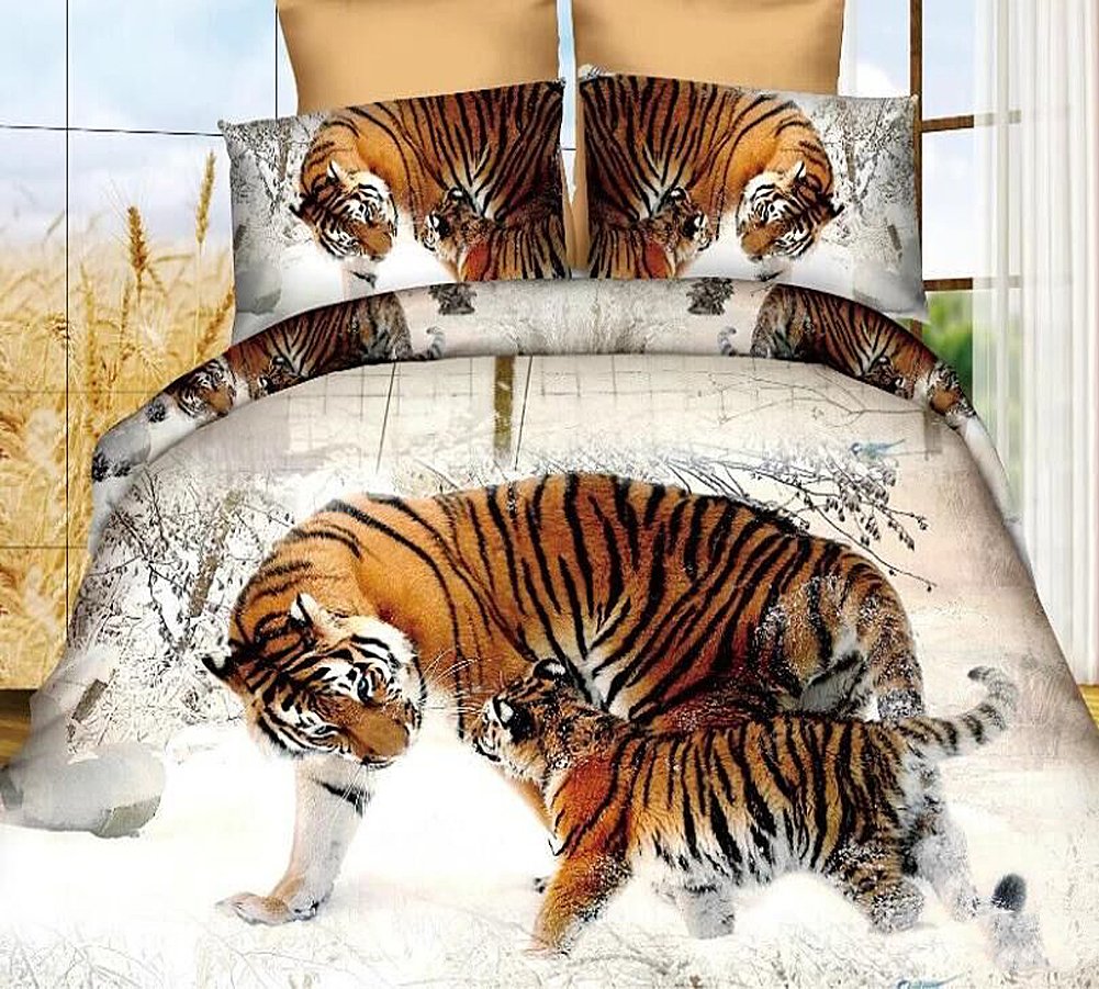 Buy 3d Snow Winter Tiger Bedding Set Polyester Comforter Sets
