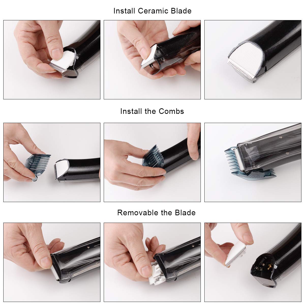 Pro Outliner Hair Beard Trimmer/Clippers,Vacuum Haircut Kit, Vacuum Trimmer, Hair Clippers, Hair Trimmer, Clippers with with 3 Combs Voltage 110-120 VAC by BESTBOMG (Black)