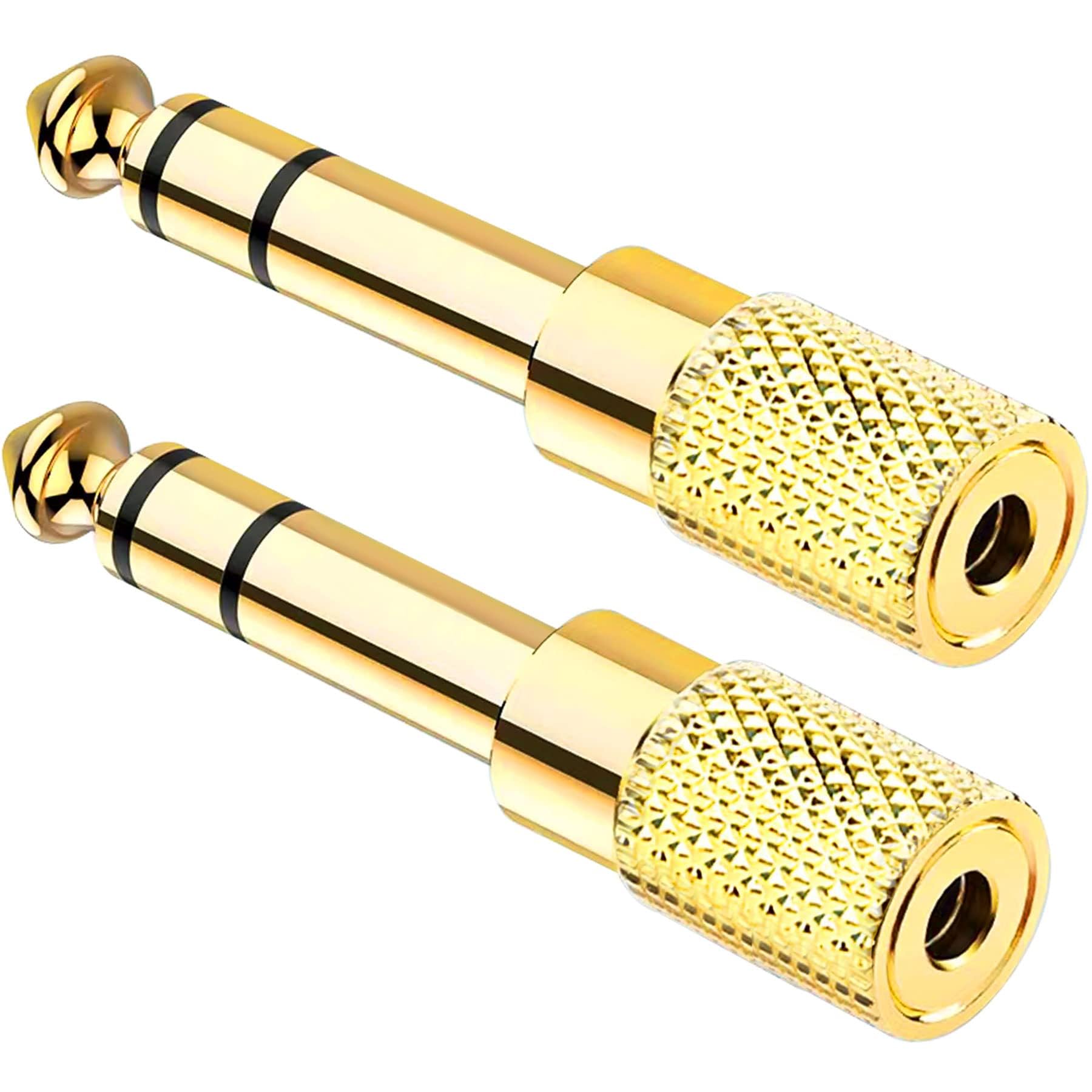JOMLEY Headphone Jack Adapter 6.35mm to 3.5mm, 1/8 inch Female to 1/4 inch Male Headphone Adapter for Amplifier, Electric Guitar, Smartphone, Tablet - 2 Pack