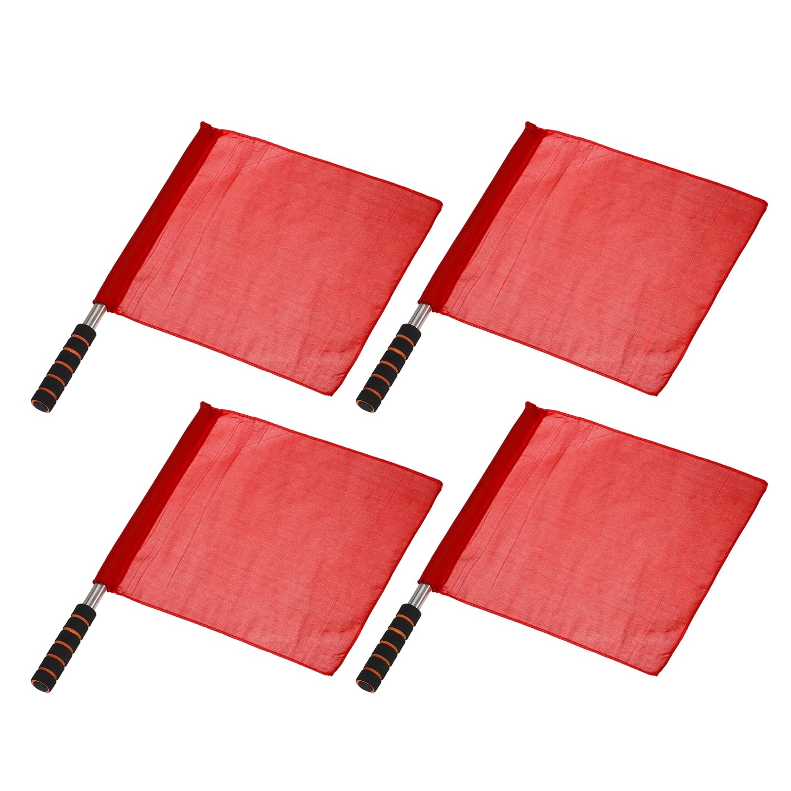 M METERXITY 4 Pack Referee Flag - Stainless Steel Pole with Sponge Handle, Apply to Various Sports Games/Football Matches (Red)