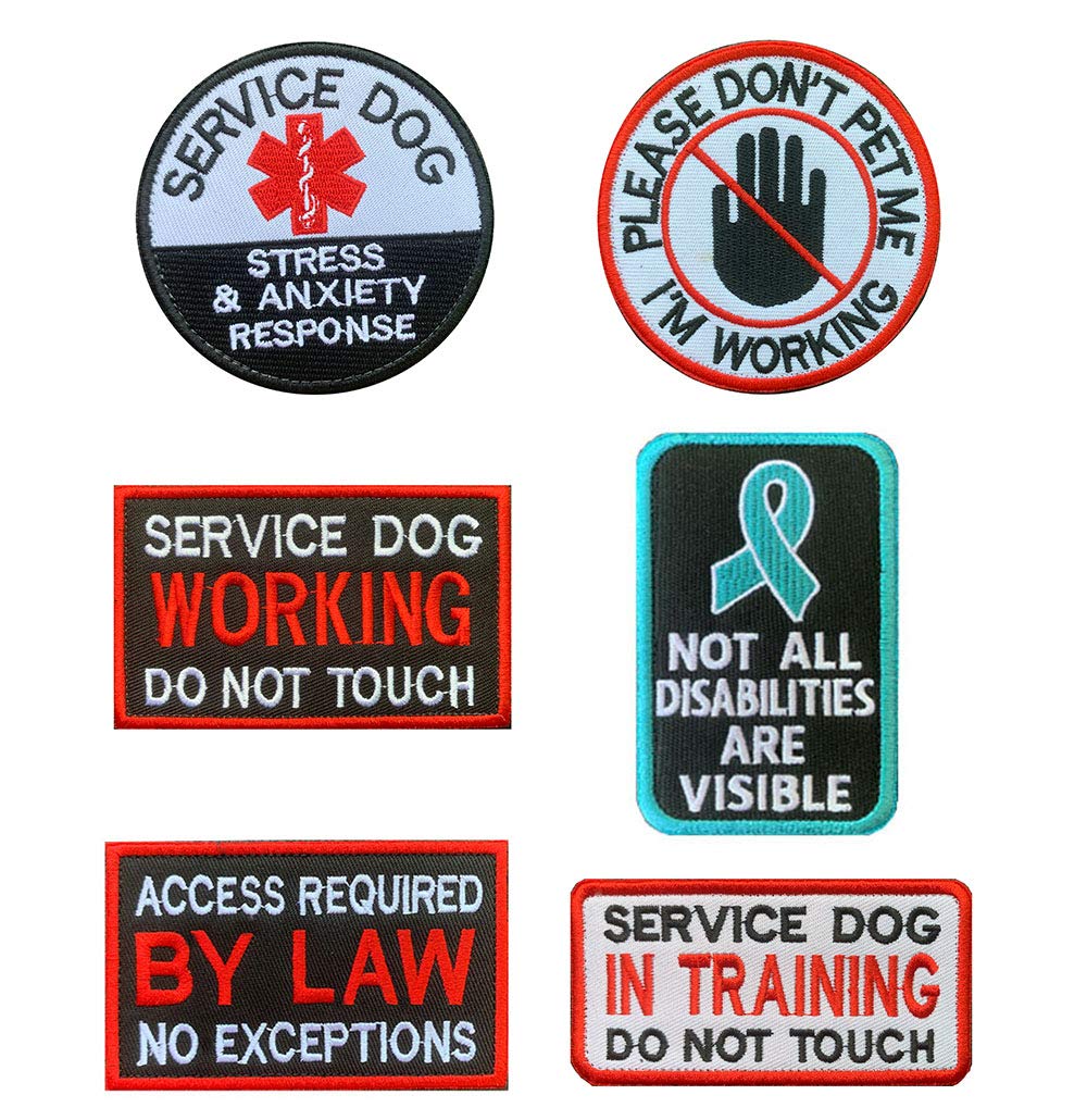 Antrix 6 Pcs Service Dog Working in Training Do Not Touch Pet Stress & Anxiety Response Access Required by Law No Exceptions Tactical Hook & Loop Morale Patch for Medium and Large Dogs Vests/Harness