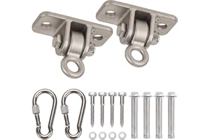 Butizone Heavy Duty Swing Hangers 304 Stainless Steel for Wooden Sets, Swingset Hooks Screws Bolts with Snap Hook for Playground, Porch, Swing Seat, Indoor Outdoor, Set of 2,Mounting Hardware Included