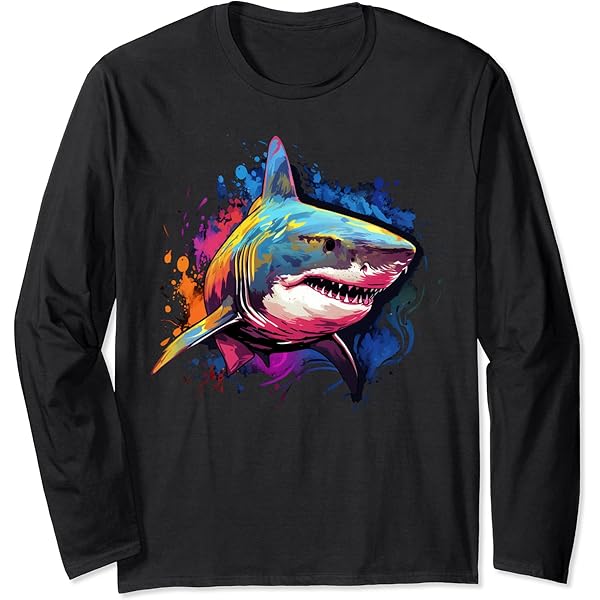 Amazon.com: Cool Shark on colorful painted Shark T-Shirt