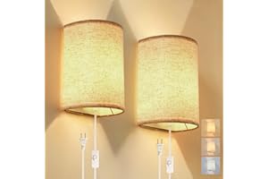 XIEYOR Plug in Wall Sconce, 3 Colors Wall Sconces Set of Two, Industrial Plug in Wall Light, Wall Sconce Lighting On/Off Switch Vintage Wall Lamp for Bedroom Living Room Hallway Porch