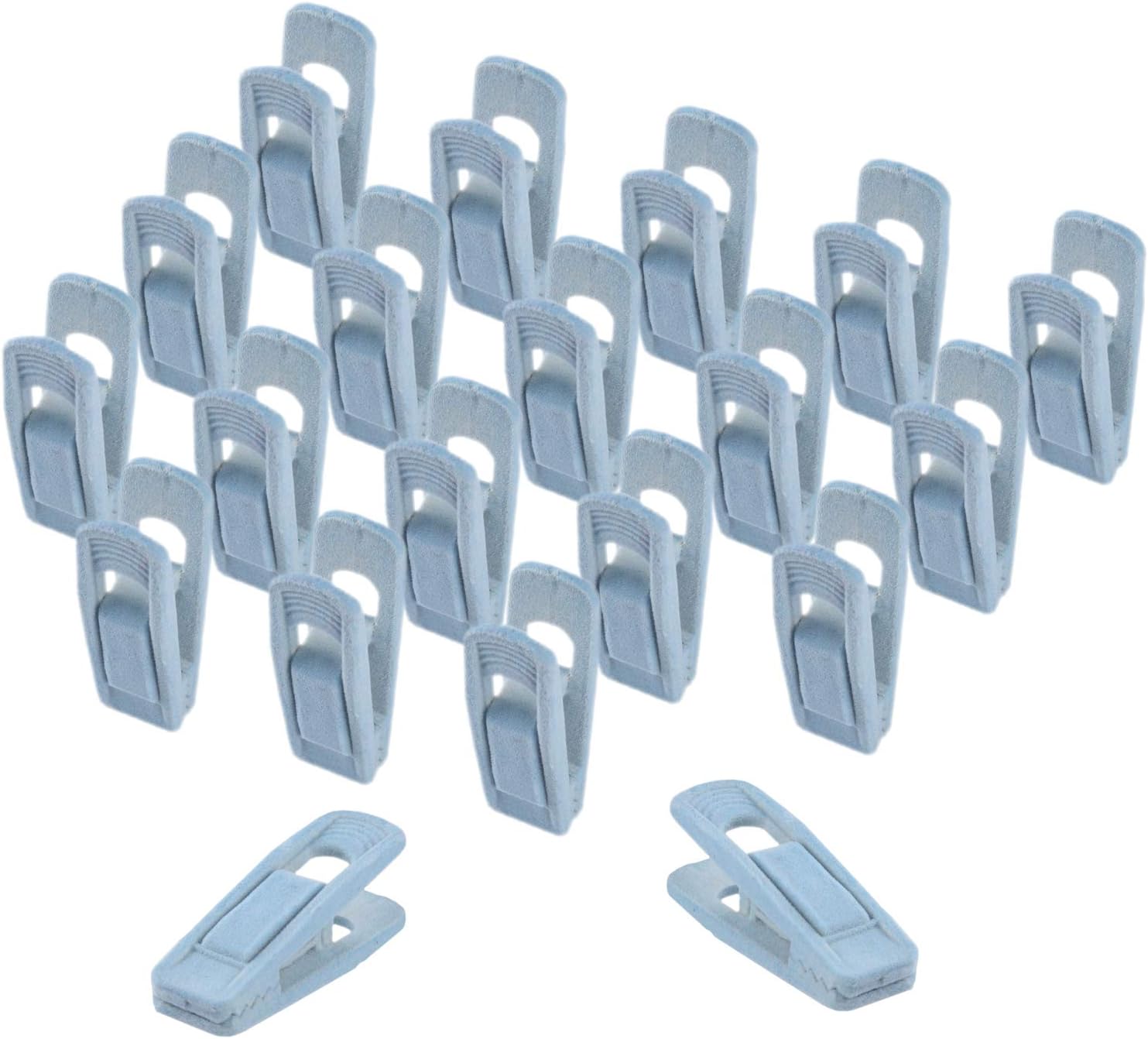 ONE250 Velvet Slim-line Hanger Set of Finger Clips for Velvet Hangers, for Skirts and Pants Hangers Velvet Clips, Strong Finger Flocked Clips (20 Pack) (Light Blue)