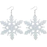 Skyfun Christmas Earrings for Women Glitter Alloy Acrylic Lightweight Dangle Earrings Sparkly Merry Christmas Snowflake Xmas Holiday Jewelry Gifts Accessories