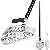 Sand Scoop for Metal Detecting, Stainless Steel Metal Detector Scoop, Metal Detecting Shovel with Long Fiberglass Handle, Met