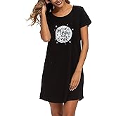 ENJOYNIGHT Nightgown for Women Cotton Short Sleeve Nightshirts Casual Print Sleepwear