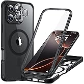 ESR for iPhone 16 Pro Case, Compatible with MagSafe, Full-Body Military-Grade Drop Proof Case with Built-in 9H+ Tempered Glass Screen Protector, Armor Series, Clear Black