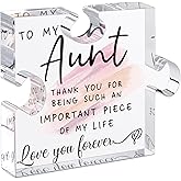 LukieJac Aunt Gifts - Unique Acrylic Puzzle-Shaped Plaque Desk Decoration for Aunt's Birthday, Christmas, Wedding, Mother's Day