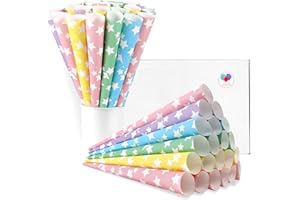 Premium Cotton Candy Cones 100 Pack Rainbow Stars - Candy Park Multicolor Paper Cones - For Cotton Candy Machines & Candy Floss Sugar - Celebrations & Party Supplies