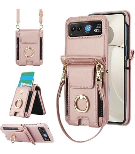 Asuwish Phone Case For Motorola Razr Plus 2024/Moto Razr 50 Ultra Wallet Cover With RFID Blocking Crossbody Wrist Strap Stand Credit Card Holder Purse - View #4