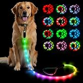 BSEEN Light Up Dog Leash - LED Dog Leash Type-C Rechargeable, 13 Lighting Modes, Glow in the Dark Pet Lead with Soft Handle for Small Medium Large Dogs Night Walking Safety (RGB, 6 Ft)