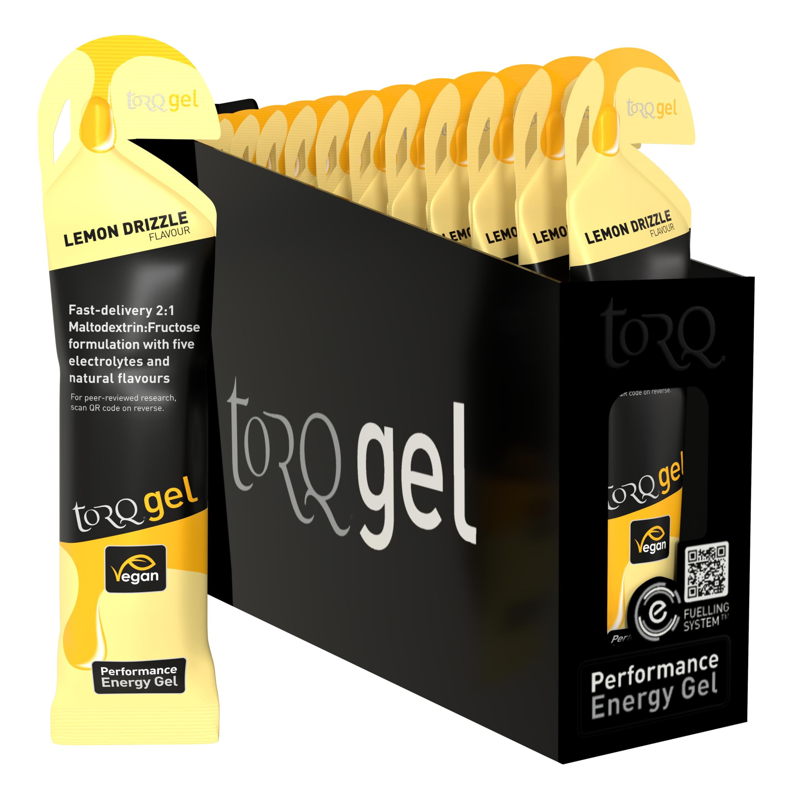 TORQ Running Gels with Electrolytes - 2:1 Maltodextrin: Fructose for Endurance Sports & Optimal Performance | Energy Gels for Running, Cycling & Marathons - 30g Carbs Per Gel | Lemon Drizzle 15 — image 1