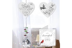 VETBUOSA Sister in Heaven Memorial Crystal Suncatcher Gifts,Loss of Sister Sympathy Gifts,Gifts for Loss of Sister,Hanging Crystals Ornament for Window Rainbow Maker Prisms Home Decor Gift