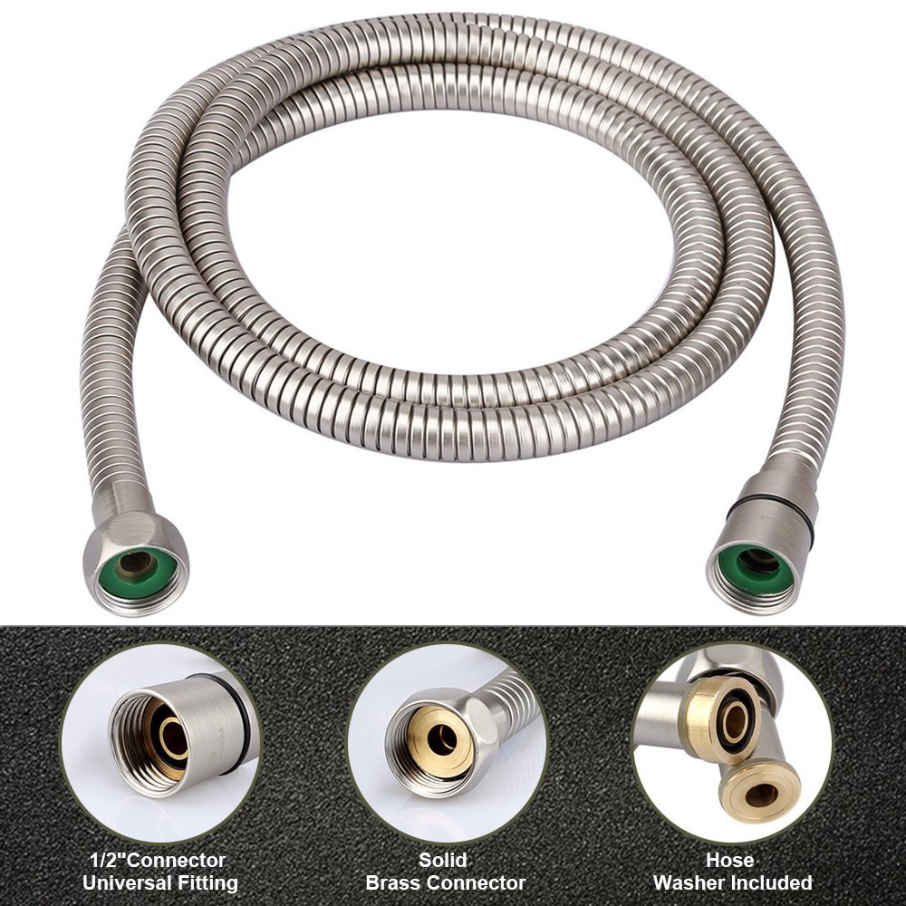 Brushed Nickel Flexible Shower Head Hose Handheld Extension Sprayer