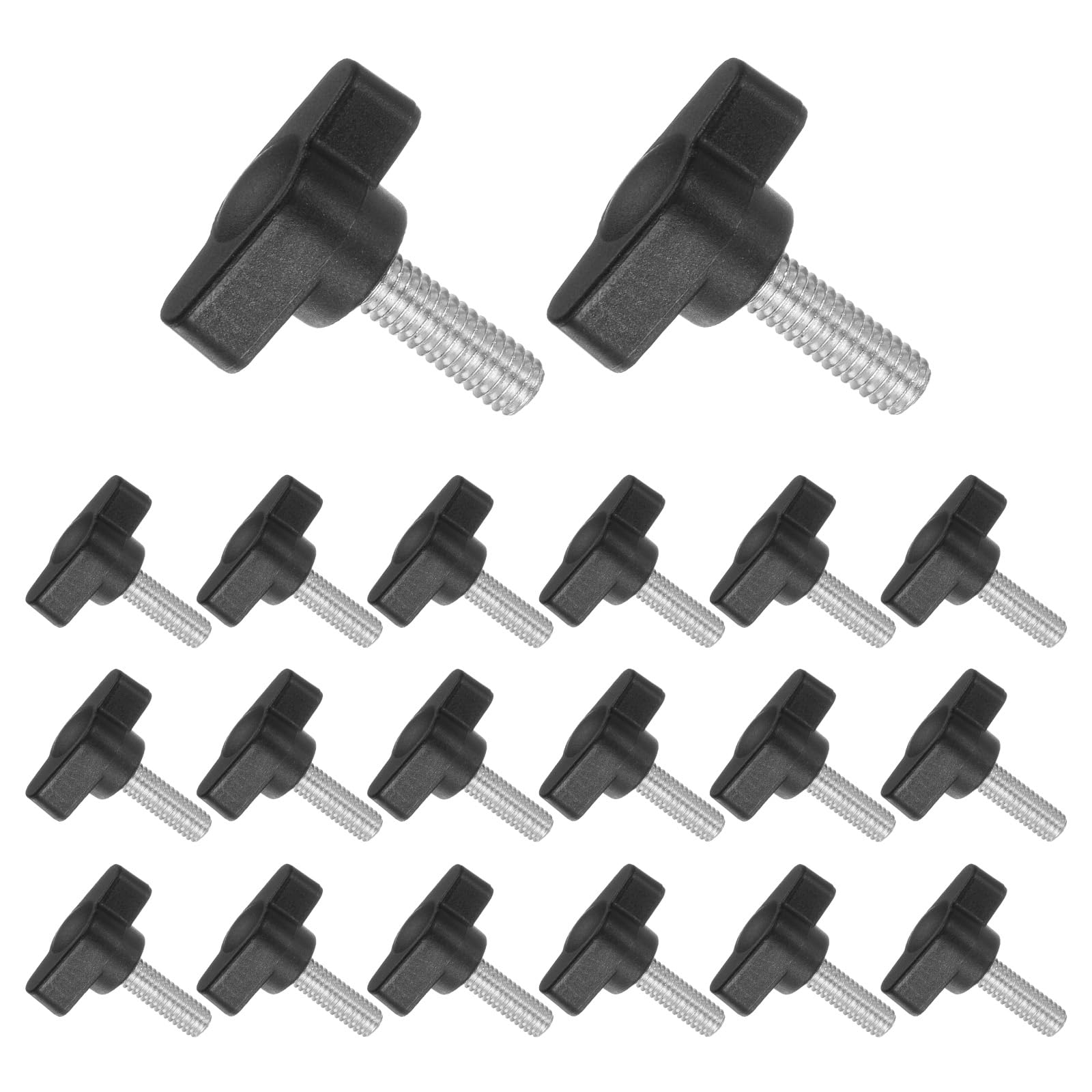 CoCud Tee Wing Knobs Thumb Screw, M6 x 16mm Male Thread, Plastic T Thumb Clamping Screw Threaded Stud Hand Knobs Grip, (Applications: for Machinery Lathes), 20-Pieces