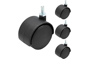 suiwotin 4pcs 2 Inch Swivel Caster Wheels, M6 Threaded Stem Caster Wheels, Heavy Duty Casters, Black Nylon Wheel Replacement for Furniture, Table, Cabinet, Shelf
