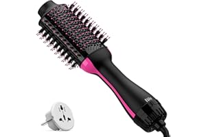 UMEELY Dual Voltage Hair Dryer Brush with Negative Ion Anti-frizz Styler - Hot Air Volumizer for 110V-120V/220V-240V European and Travel Use