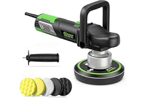 Ginour Buffer Polisher, 6 inch Dual Action Buffer for Car Detailing, Variable Speed Random Orbital Car Buffer with 2 Handles, 5 Buffer Polisher Pads (Number of Items 8)