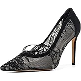 GPXGPX Women's Pumps Pointed Closed Toe Stiletto Lace High Heels Mesh Work Party Wedding Pumps Shoes for Women