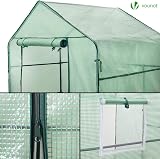 VOUNOT Walk In Greenhouse with Shelves 143x143x195cm Green view 5
