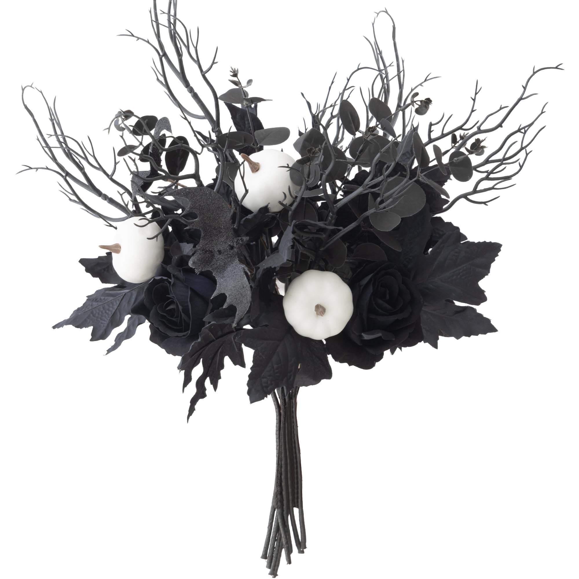Photo 1 of MISSPIN 10 PCS 18 inch Black Fall Decor Bouquets, Fall Decorations Indoor Outdoor Halloween Thanksgiving Farmhouse Arrangement for Front Door Wedding Centerpieces in Autumn (Maple Leaf Pumpkin)