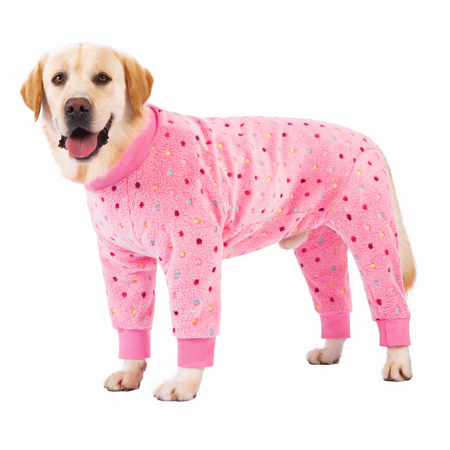 BT Bear Dog Winter Clothes,Soft Flannel Pullover Pajamas,Pet Warm Cold Weather Dog Winter Coat Cozy Onesie Jumpsuit PJS Apparel Outfit Clothes for Medium Large Dogs Sleep (XXL,Pink)