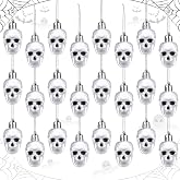 Chunful 24 Pcs Halloween Skull Hanging Ornaments, 1.57in Plastic Tree Decor | Halloween Day of The Dead Theme, Skeleton Hanging Charms, Mini Party Accents, Holiday Supplies, Home Office Display Decor