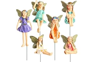 DUPOCHU 6Pcs Fairy Garden Accessories - Vintage Resin Garden Figurines,Miniatures Fairies Mini Garden Figurine Fairies Decor Supplies for Home Outdoor Garden Yard Lawn Flower Pot Decor