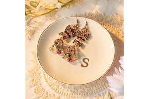 COMMGOAL Ceramic Ring Holder for Jewelry, Jewelry Tray, Ring Dish, Aesthetic Room Decor, Engagement Gifts Bride Gifts Wedding Gifts for Women, White, 4.75"(S)