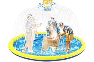 GIVEUPLAY 127 inch Extra Large Non-Slip Splash Pad Sprinkler for Kid and Dog, Kiddie Dog Pool, Toddler Outdoor Toys for Ages 3-12 Boys Girls, Summer Outdoor Water Kids Toys, Parent Games, Backyard, Lawn