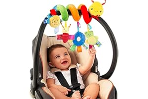 FPVERA Baby Crib Hanging Rattles Toys - Infant Baby Worm Crib Bed Around Rattle Bell Cartoon Insect Spiral Hanging Toy with Ringing Bell for Infants Bed Stroller Car Seat Bar for Babies Boys and Girls