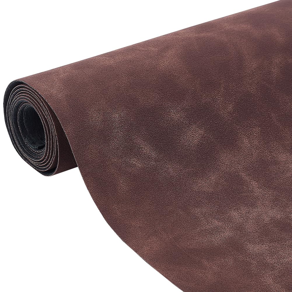 BENECREAT 150x35cm, Frosted Faux Roll Brown Soft Faux PU Sheets ette Fabric for DIY Projects, Photography Background Decorations