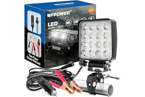 WFPOWER LED Boat Spotlight With Mounting Clamp, Two Way Power Super Bright Boat Light With cigarette & Clamp, LED Spreader Po