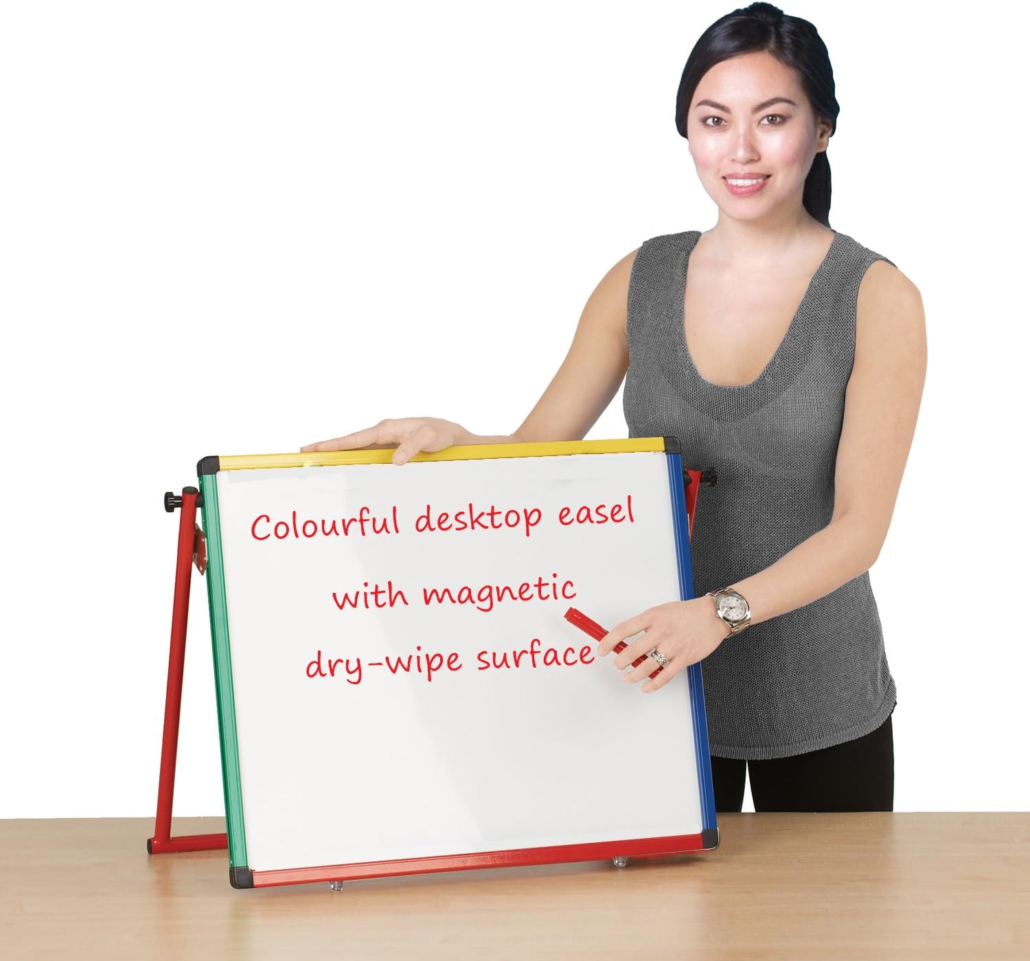 Wonderwall EYFS Magnetic Flipchart Eesel Desktop Drywipe Whiteboard (H) 500 x (W) 600mm - Kids, School, Home - Portable, Easy to fold