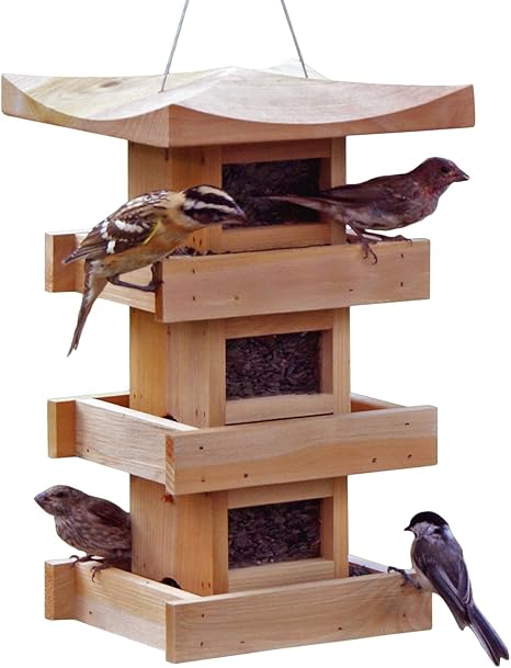 Amazon Com Naturalyards Pagoda Bird Feeder 3 Level Cedar