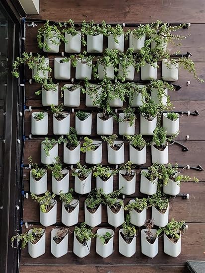 9T9T Resin Wall Hanging Planter, White, Front Height- 4