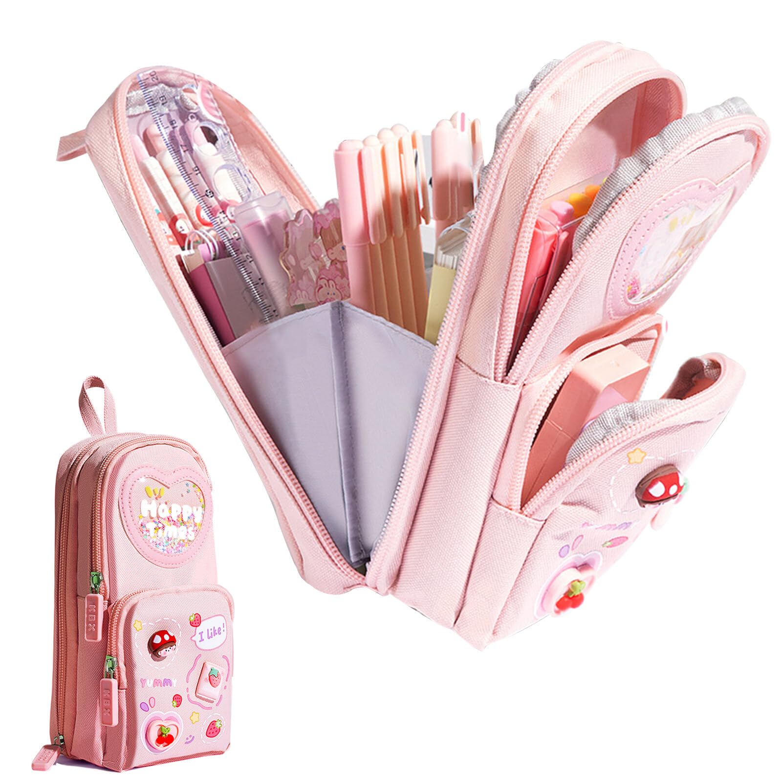 Gsrhzd Pencil Case, Aesthetic Cute Pencil Case for Girls with Compartments, for Kids Boys Girls Adult, Pink