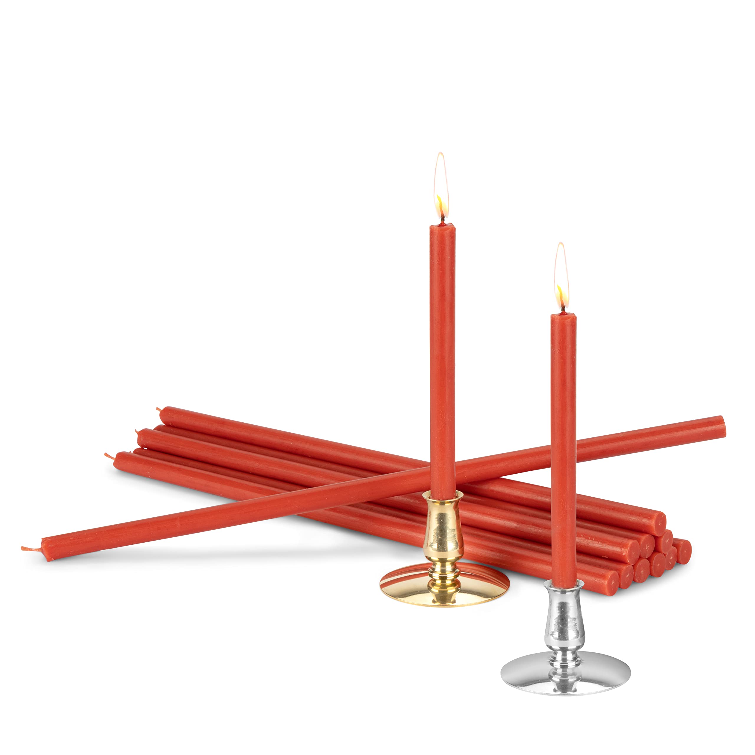 NKlaus - Set 2 Candle Holders + 200g Altar Candles red L 28cm Premium Paraffin Wax 40069