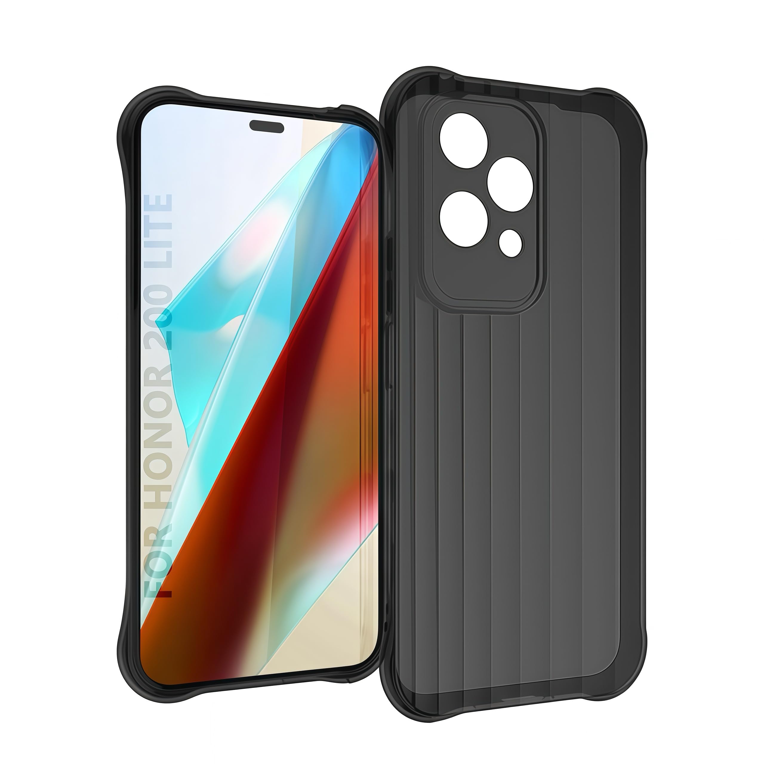 TailTech Case for HONOR 200 Lite Case, Soft Transparent TPU Case for HONOR 200 Lite，with Parallel Ripple Design, Black