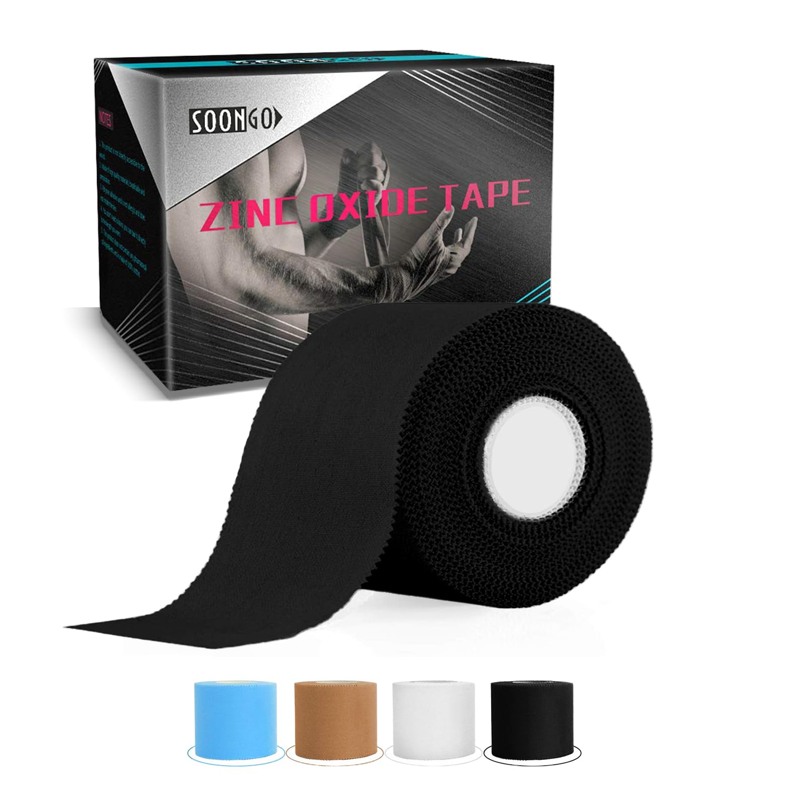 SOONGO Zinc Oxide Tape Sports Tape Provides Maximum Support Inflexible Fixes Joints Good Viscosity Hypoallergenic