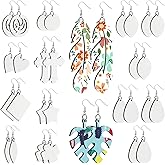 Pletpet 32Pcs Sublimation Earring Blanks, 12 Styles Double Sided Heat Transfer Sublimation Printing Earrings Unfinished with 32Pcs Hooks for DIY Crafts